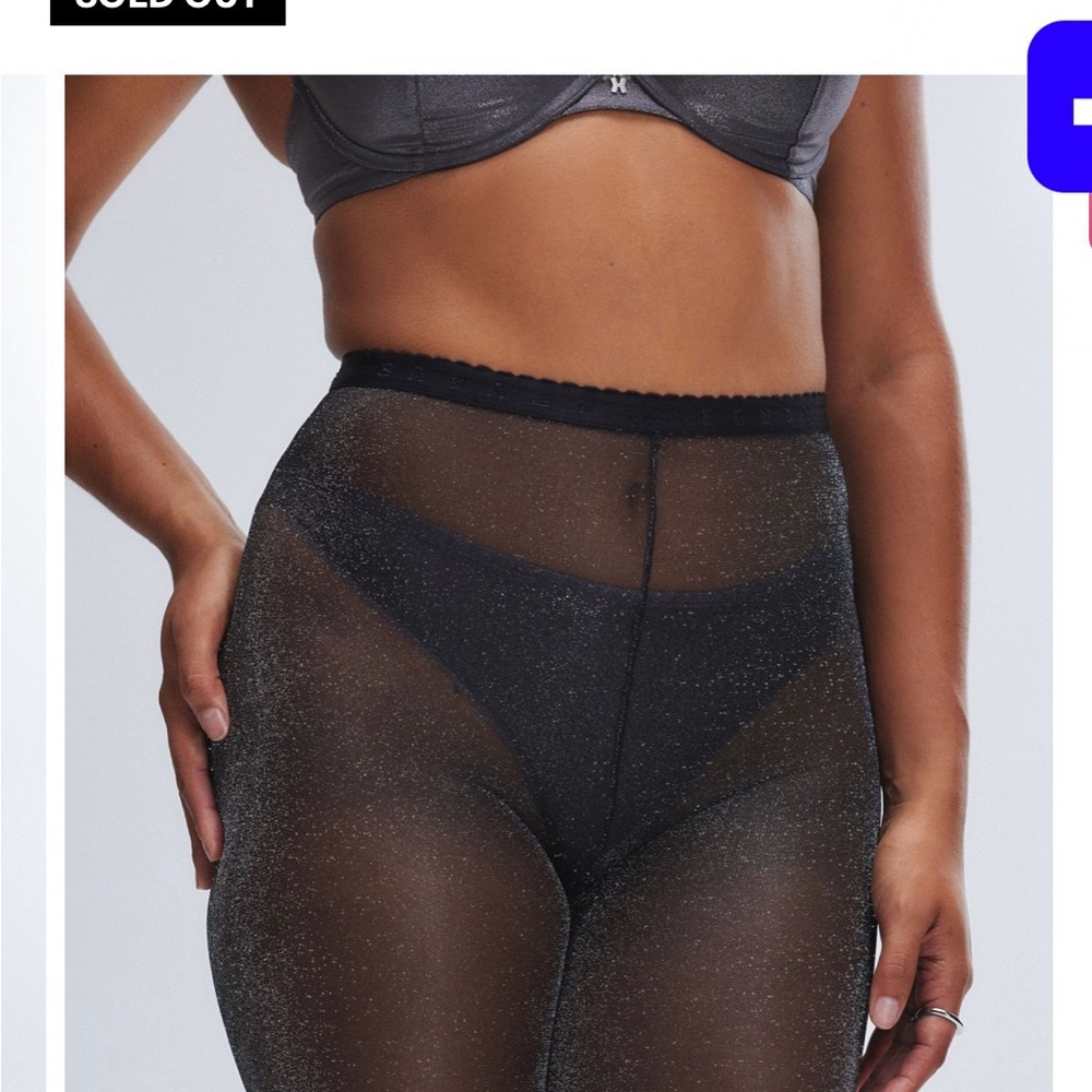 Savage X Fenty metallic full tight in black caviar/silver metallic